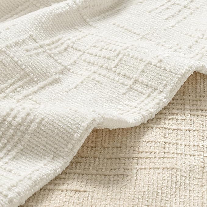 MIULEE Chenille Textured Throw Pillow Covers Cream White 16x16 Set of 2 | - Image 2