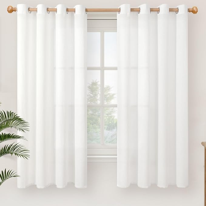 YoungsTex Linen Semi Sheer Curtains 63 Inches Length by YoungsTex