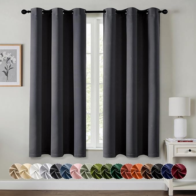 MIULEE Blackout Curtains for Bedroom 2 Panels 34 x 54 Inch Long Dark Grey | by MIULEE