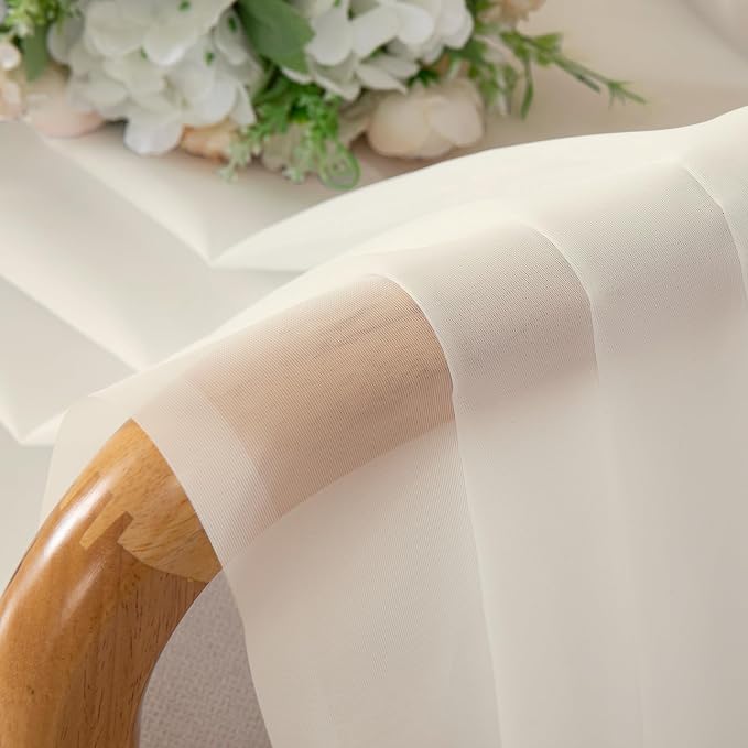 Cream Sheer Curtains 72 Inches Long 2 Panels, Light Filtering Curtains - Image 8