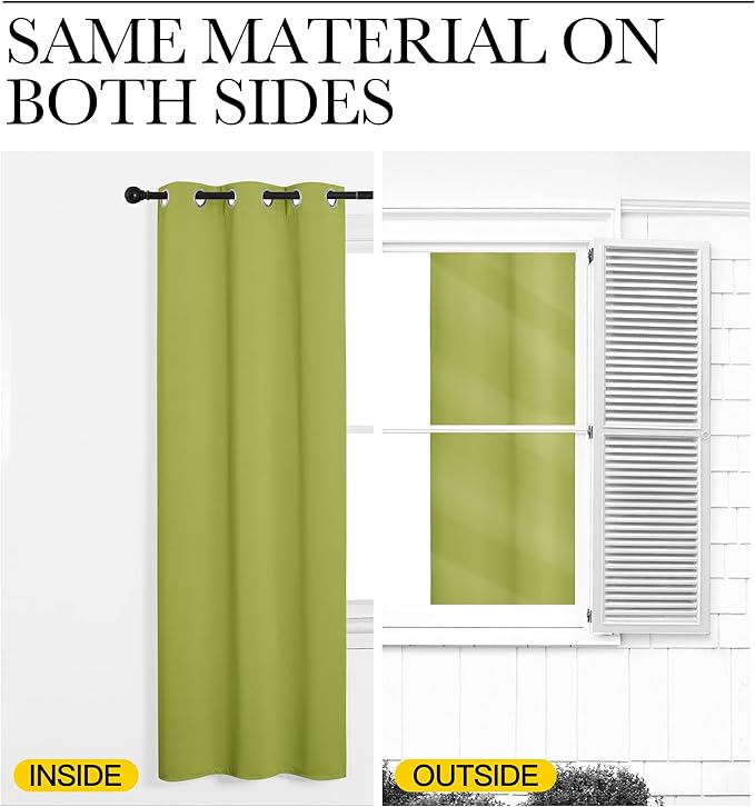 NICETOWN Fresh Green Blackout Curtains 78 inches Length for Bedroom, 2 Panels, 42" Wide, Thermal Insulated Decoration Drapes for Office Window