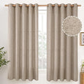 YoungsTex Oatmeal Linen Curtains 60 x 63 Inch Length 2 Panels Set | Wide Semi by YoungsTex