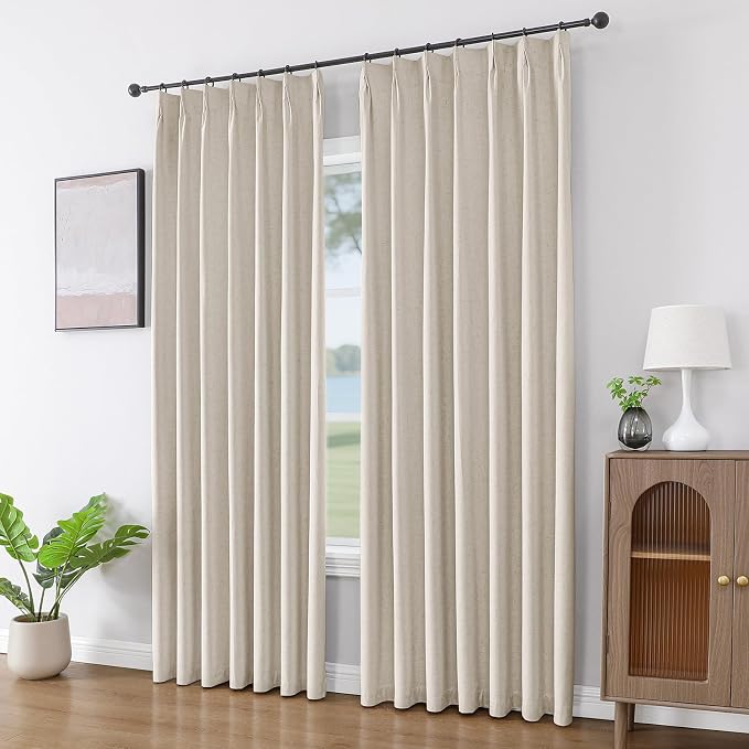 Joydeco Pinch Pleated Linen Curtains - Image 4