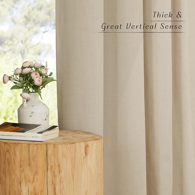 NICETOWN Linen Angora Curtains for Living Room, Grommet Privacy Assured Semi - Image 3