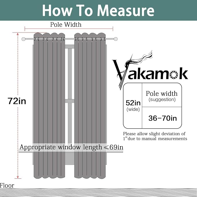 Yakamok Room Darkening Curtains 52x72 inch Greyish White-Living Room | 2 panels - Image 6