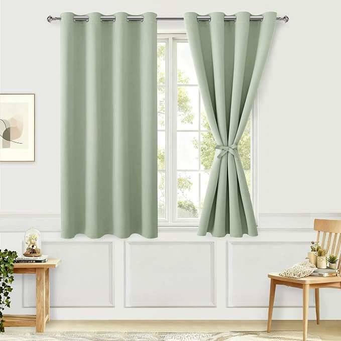Blackout Curtains for Bedroom, 52 x 54 Inches Long, Seafoam Green | Thermal - Image 8