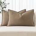 MIULEE Decorative Linen Lumbar Pillow Covers 12x20 Inch Khaki | Boho Farmhouse​ by MIULEE