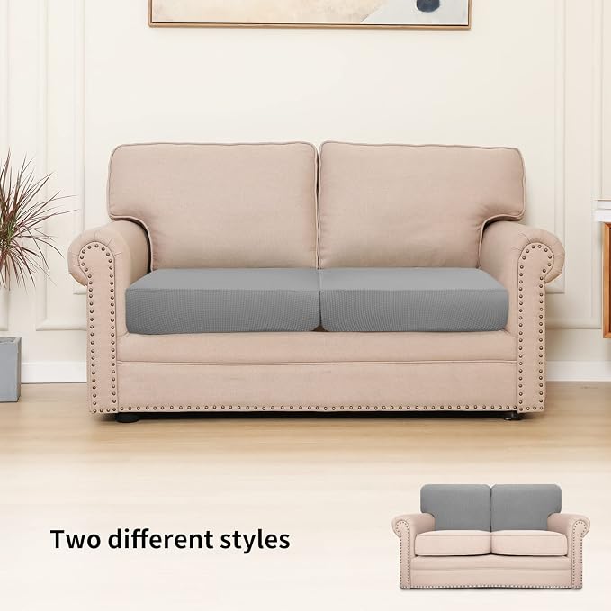 Easy-Going Stretch 2 Pieces Loveseat Couch Cushion Cover - Image 2