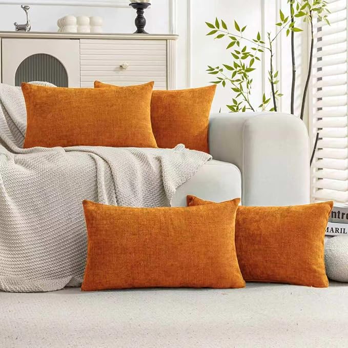 Set of 4 Soft Textured Decorative Throw Pillow Covers 12X20 Inch Cozy Farmhouse by Cozoomy