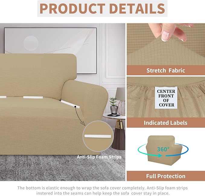 Easy-Going 100% Waterproof Couch Cover, 3 Cushion Oversized Sofa Cover | - Image 4