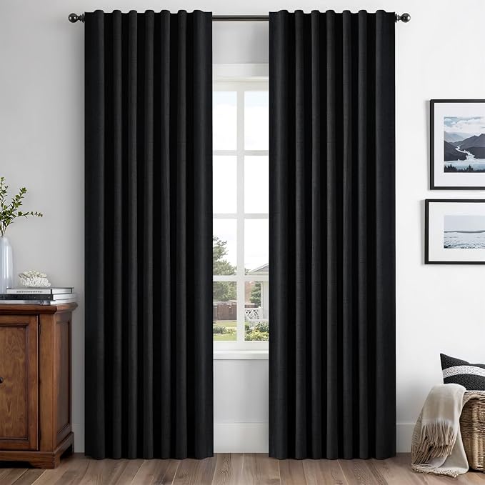MIULEE 100% Blackout Linen Curtains by MIULEE