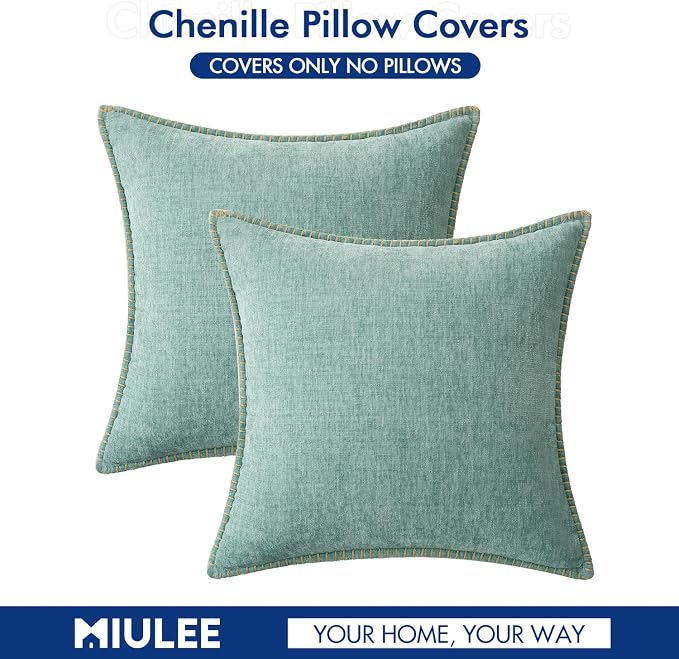 MIULEE Decorative Couch Throw Pillow Covers 18x18 Inch Coastal Light Blue | 2 - Image 7