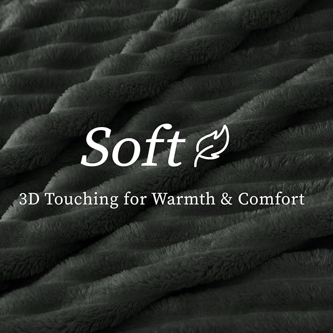BEDELITE Ribbed Twin Blanket for Couch & Bed, Charcoal Grey, Warm Yet - Image 4
