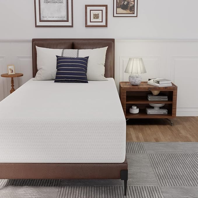 PayLessHere 12 Inch Green Tea Memory Foam Mattress,Bed-in-a-Box Medium Firm Mattress CertiPUR-US Certified Breathable Bed Mattress for Cooler Sleep Supportive & Pressure Relief,Twin