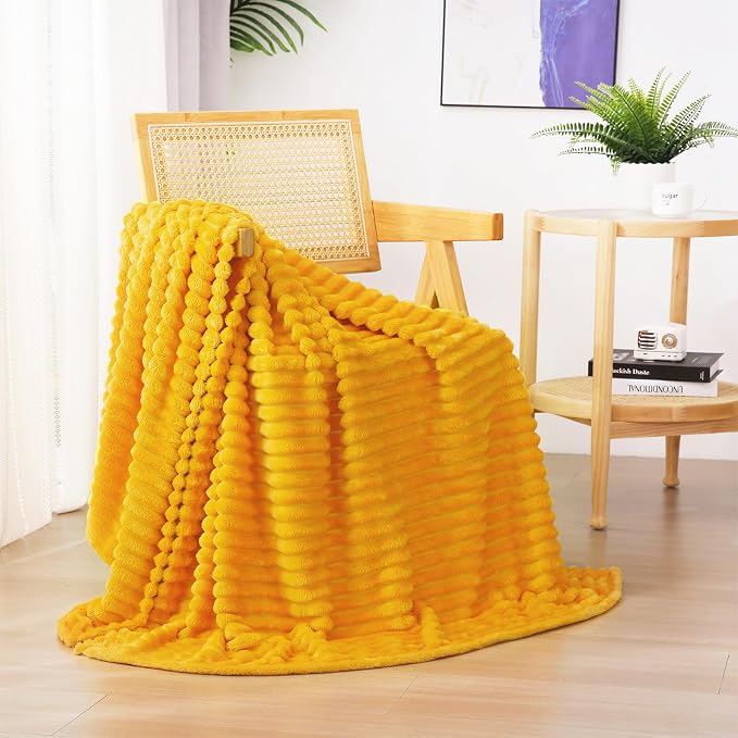 Gold Fleece Throw Blanket 50”×60” by linecooo
