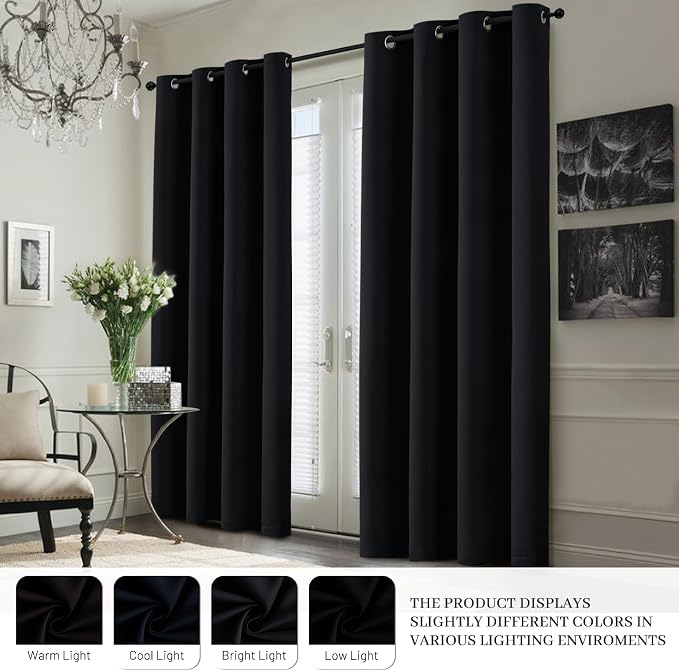 Yakamok Black 100% Blackout Curtains 63 Inches Long - Image 7