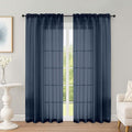 Navy Blue Sheer Curtains 72 Inches Long 2 Panels Set, Transparent Voile Sheer by OWENIE