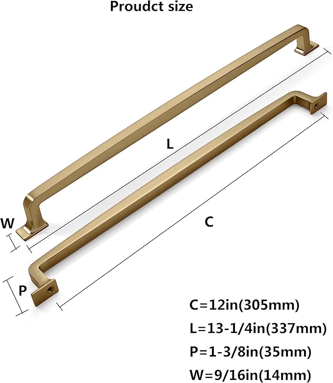 khtumeware 2 Pack 12 Inch Cabinet Handles Champagne Bronze Cabinet Pulls Warm Brass Drawer Pulls Kitchen Cabinet Hardware Handles for Cabinets Cupboard Handles Drawer Handles