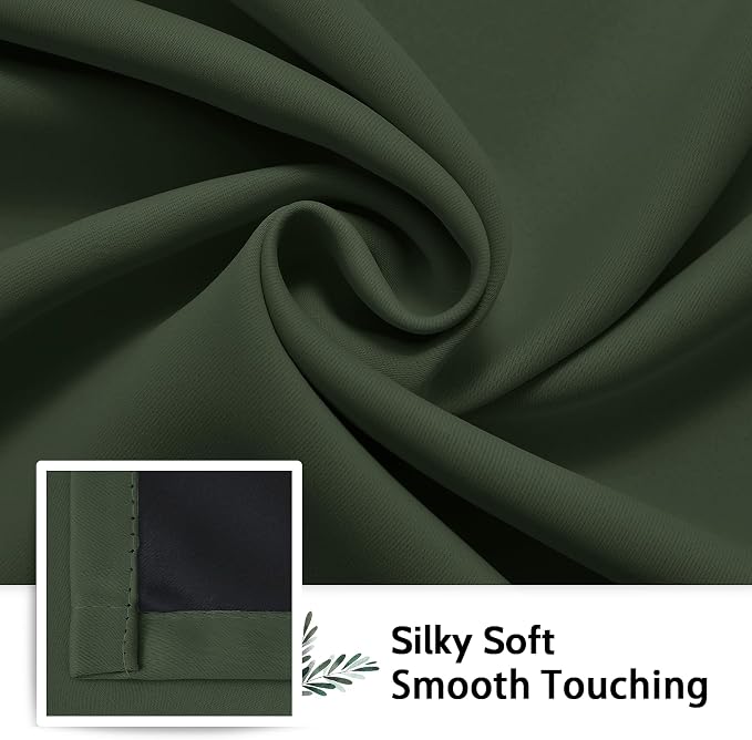 SimpleHome Greyish Green 100% Blackout Curtains Room Darken Living Room 84L | - Image 7