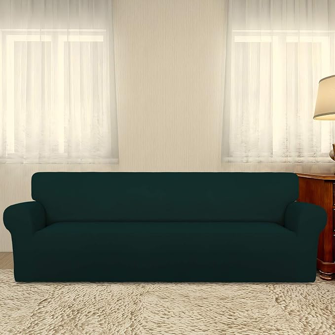 PureFit Stretch Couch Covers for Sofa 4 Seater Slipcovers Deep Teal | 1-Piece - Image 2