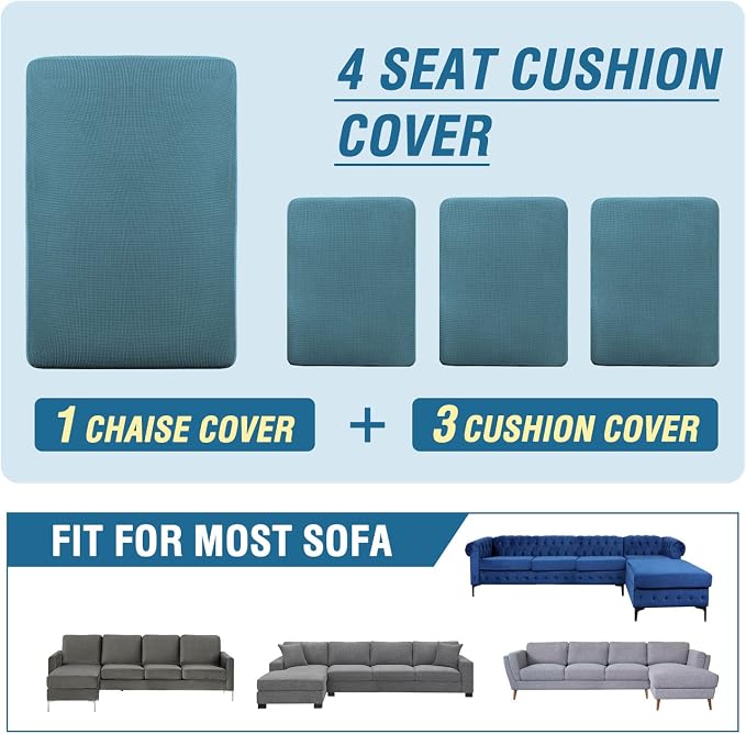 H.VERSAILTEX Sectional Couch Covers 4 Pieces Sofa Seat Cushion Covers L Shape - Image 8