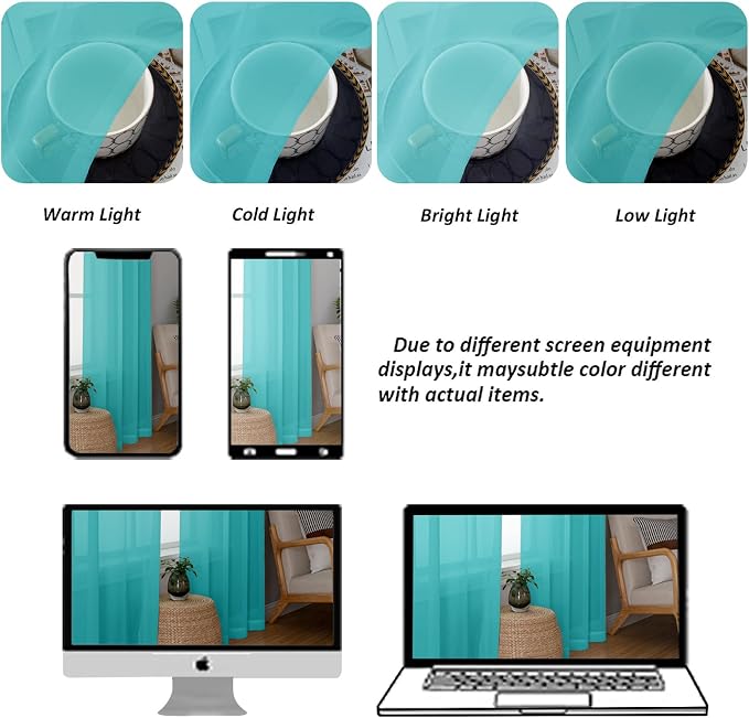 Chyhomenyc Turquoise Sheer Curtains 84 Inches Long - Image 8