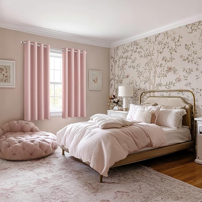 MIULEE Blackout Curtains for Bedroom 2 Panels 50 x 84 Inch Long Pink | Thermal - Image 6