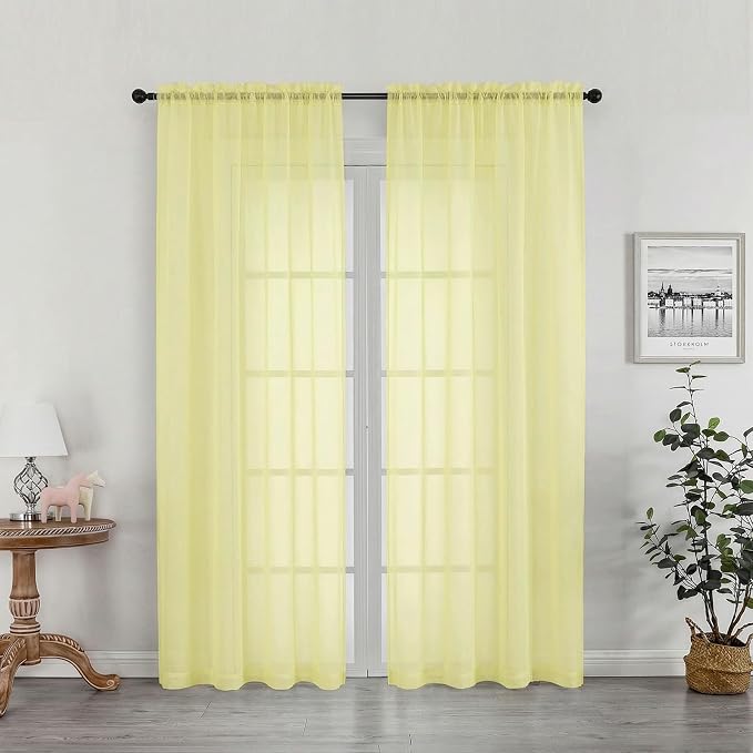 Sheer Curtains 72 Inches Long 2 Panels Set, Modern Light Filtering Sheer by OWENIE