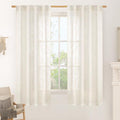 Cream Linen Semi Sheer Curtains 63 Inch by LAMIT