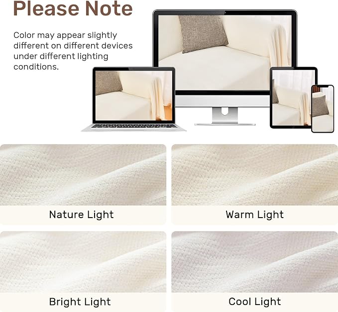 2 Pieces Sectional Couch Covers L Shaped Cover XXXL Cream White | Thick - Image 8