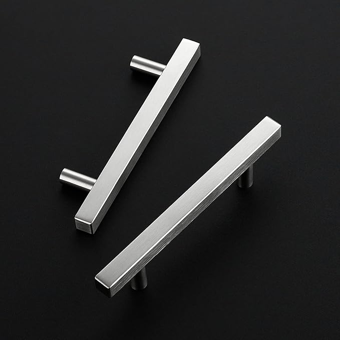 Ravinte Brushed Nickel Cabinet Handles 15 Pack 3-1/2 inchSatin Nickel Square Cabinet Pulls Silver Hardware for Kitchen Cabinets 6 inch Overall Length Stainless Steel Drawer Pulls