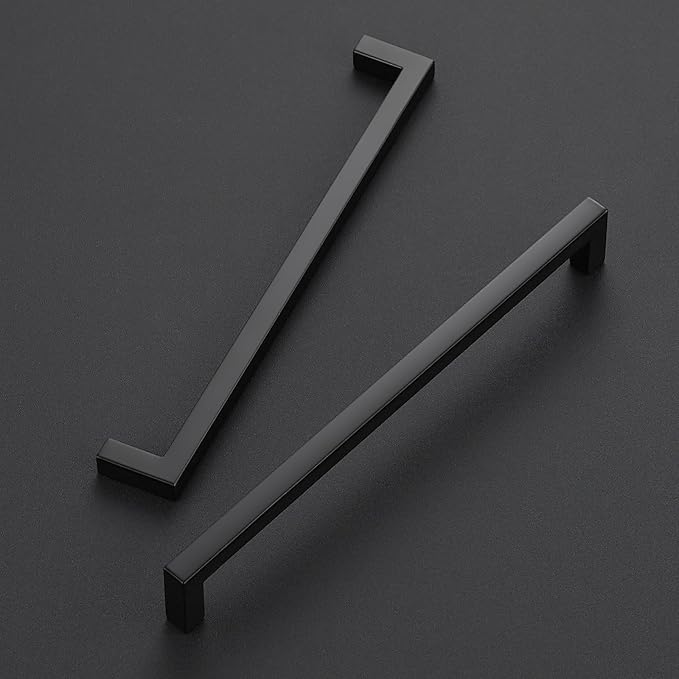 Ravinte 10 Pack Solid Kitchen Cabinet Handles Matte Balck Cabinet Pulls Slim Drawer Pulls with 7-1/2 Inch Hole Center Square Bar Kitchen Cabinet Hardware