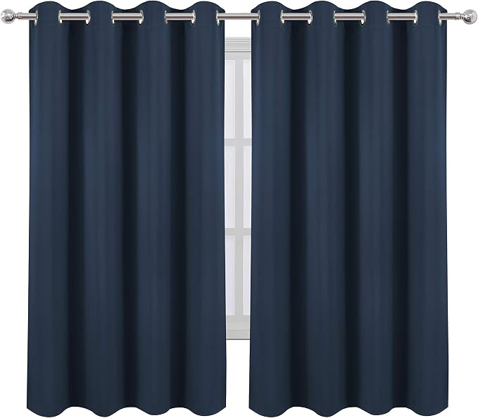 Blackout Curtains 52 x 63 inch/Navy Blue Curtains Set of 2 Panels/Thermal - Image 2