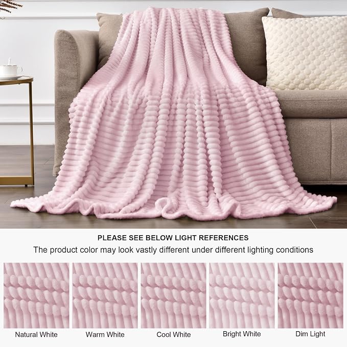 BEDELITE 3D Ribbed Cherry Blossom Fleece Twin Blanket - Image 6
