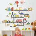 Jungle Animal Wall Stickers Forest Safari Wall Decals Kid Room Nursery Baby Bedroom Décor (Cartoon Animal Traffic)