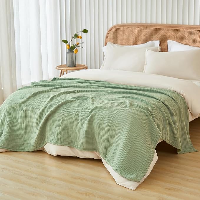 EMME Muslin Blankets for Adults Throw Blanket for Couch Breathable Gauze Soft - Image 2