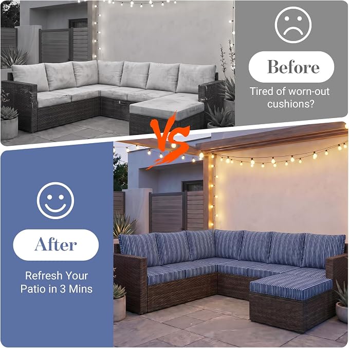 14Pcs Patio Cushion Covers Stretch Outdoor Furniture Protector Slipcovers | - Image 5