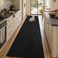 2x10 Black Solid Runner Rug Washable Non-Slip by Unknown