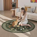 4Ft Round Dogs Area Rug for Living Room Bedroom | Stain Resistant; Non Slip; by WelcometoBabovid