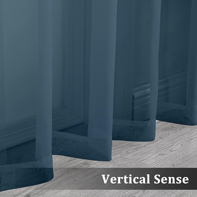 2 Panels Sheer Dusty Blue Window Curtain 96" Length - Image 5