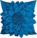 Navy Blue Accent Flower Decorative Throw Pillow Covers by BellasGifts
