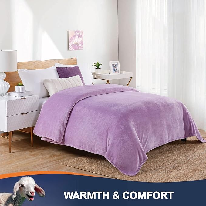 Walensee Fleece Blanket Plush Throw Fuzzy Lightweight (King Size 108x90 Lilac) Super Soft Microfiber Flannel Blankets for Couch, Bed, Sofa Ultra Luxurious Warm and Cozy for All Seasons