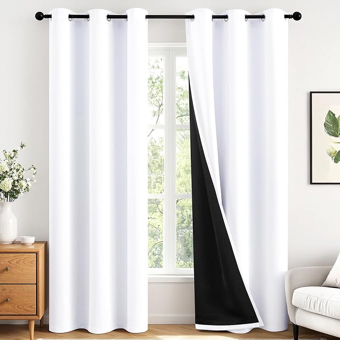 MIULEE White 100% Blackout Curtains by MIULEE