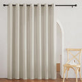 RYB HOME Natural Semi Sheer Curtains for Dining Room Bathroom, Light Filtering Linen Texture 90 inch Length Elegant Farmhouse Window Treatments, W 100 x L 90 inches, Angora, 1 Panel