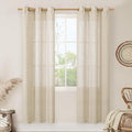 Natural Linen Curtains 80 inches Long 2 Panels Set, Bronze Grommet Thick by LAMIT
