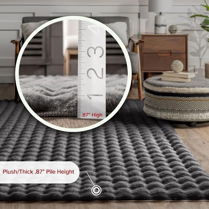 nuLOOM Jeni Dark Grey Checkered Washable Area Rug - Image 2