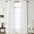 White Linen Curtains 134 Inches Long 2 Panels Set by Nanspring
