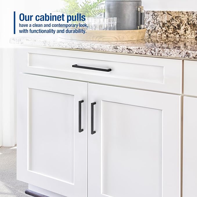 JOY DECOR 40 Pack Cabinet Handles, Black Cabinet Pulls, 10 Inch Kitchen Closet Handles Square Drawer Pulls Stainless Steel Drawer Hardware, 256mm Hole Centers