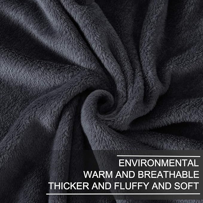 Richave Fleece Blanket Twin/Twin XL Lightweight Extra Long Throw for The Bed Warm Sofa Blanket 66" x 90"(Dark Grey Twin)