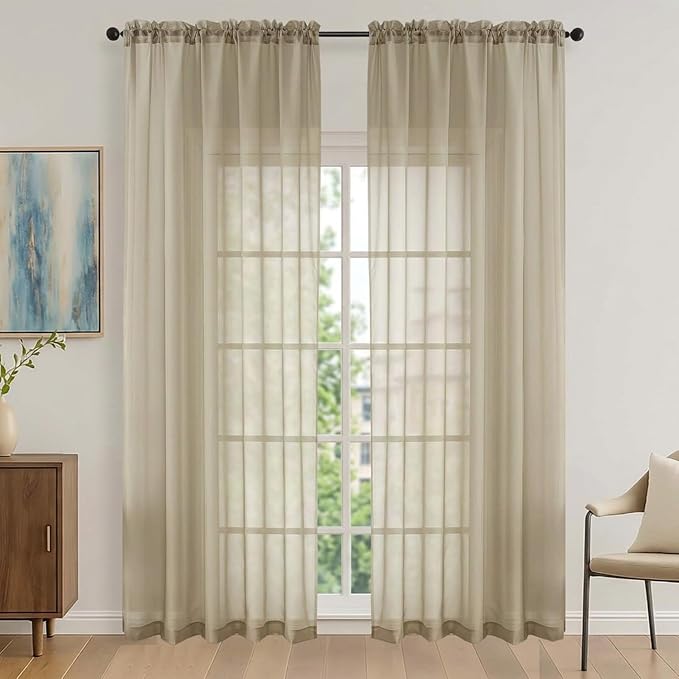 Taupe Bedroom Curtains 2 Panel Sets 90 Inch Length, 59 Inch Extra Wide Light by OVZME